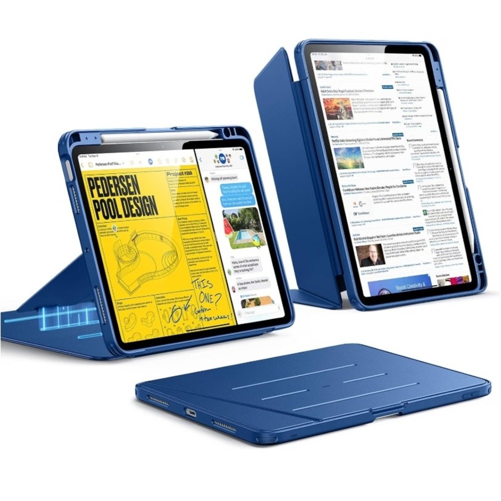 ESR iPad Magnetic Case Air 11" M4/M3/M2, Air 5th/4th Gen Blue Flip Stand Pencil